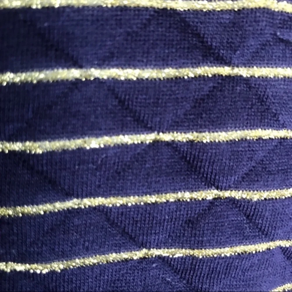 Gymboree navy and gold striped quilted knit hooded jacket
